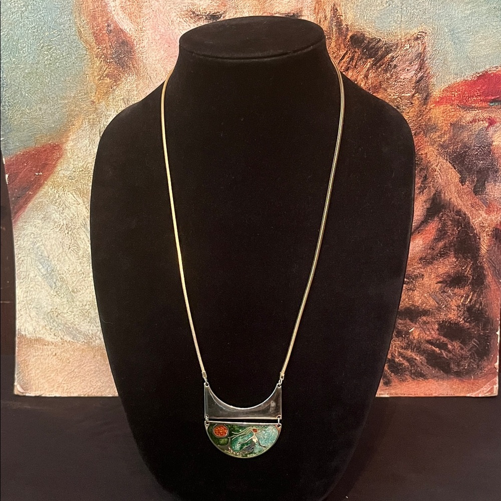 de Passille Sylvestre Gold Tone Necklace Mermaid Goddess Vintage